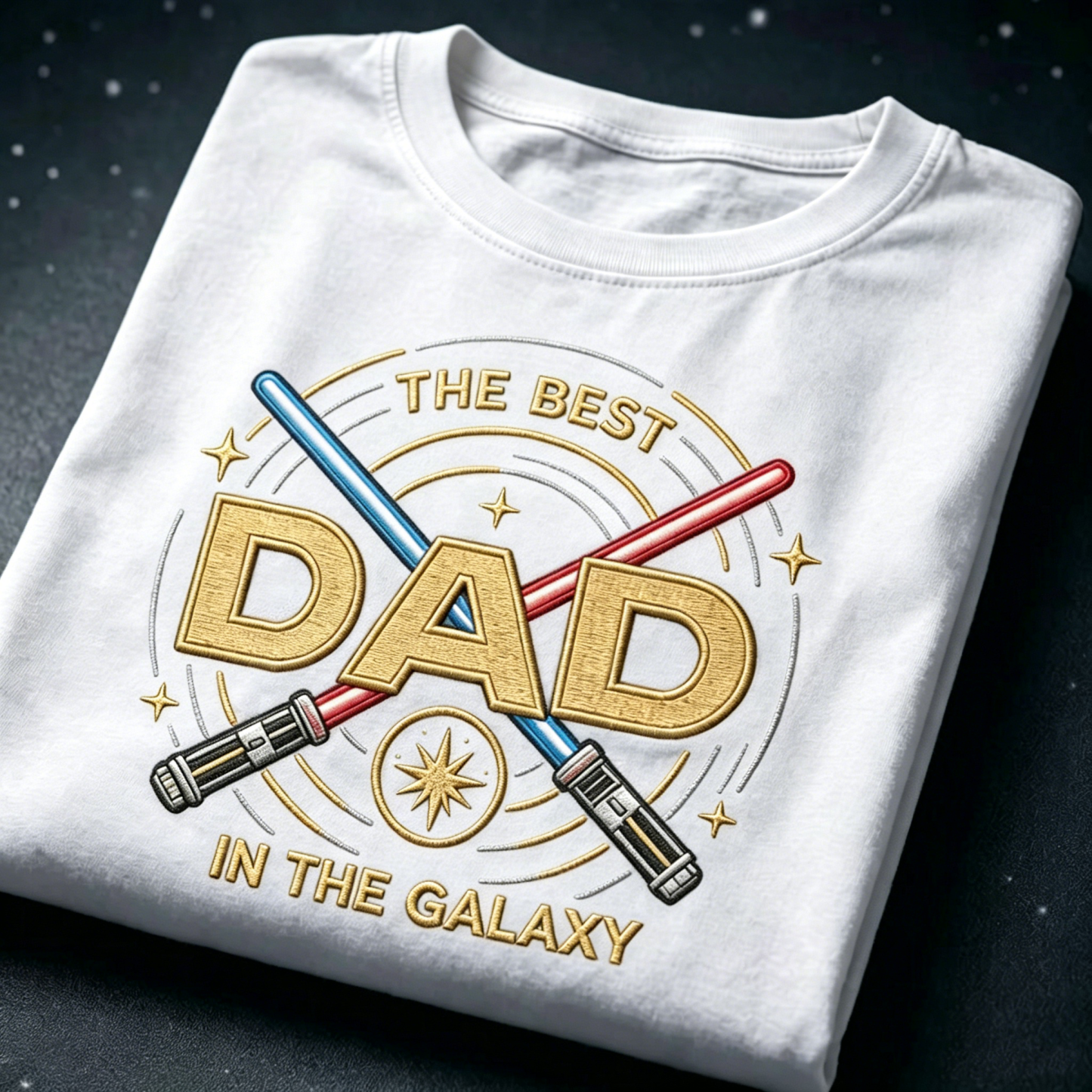 Embroidered Galaxy Dad Washed Tee – Best Dad in the Galaxy Shirt, Father’s Day Gift, Space Magic Crewneck, Galaxy Trip Apparel - MyMoonLampAu