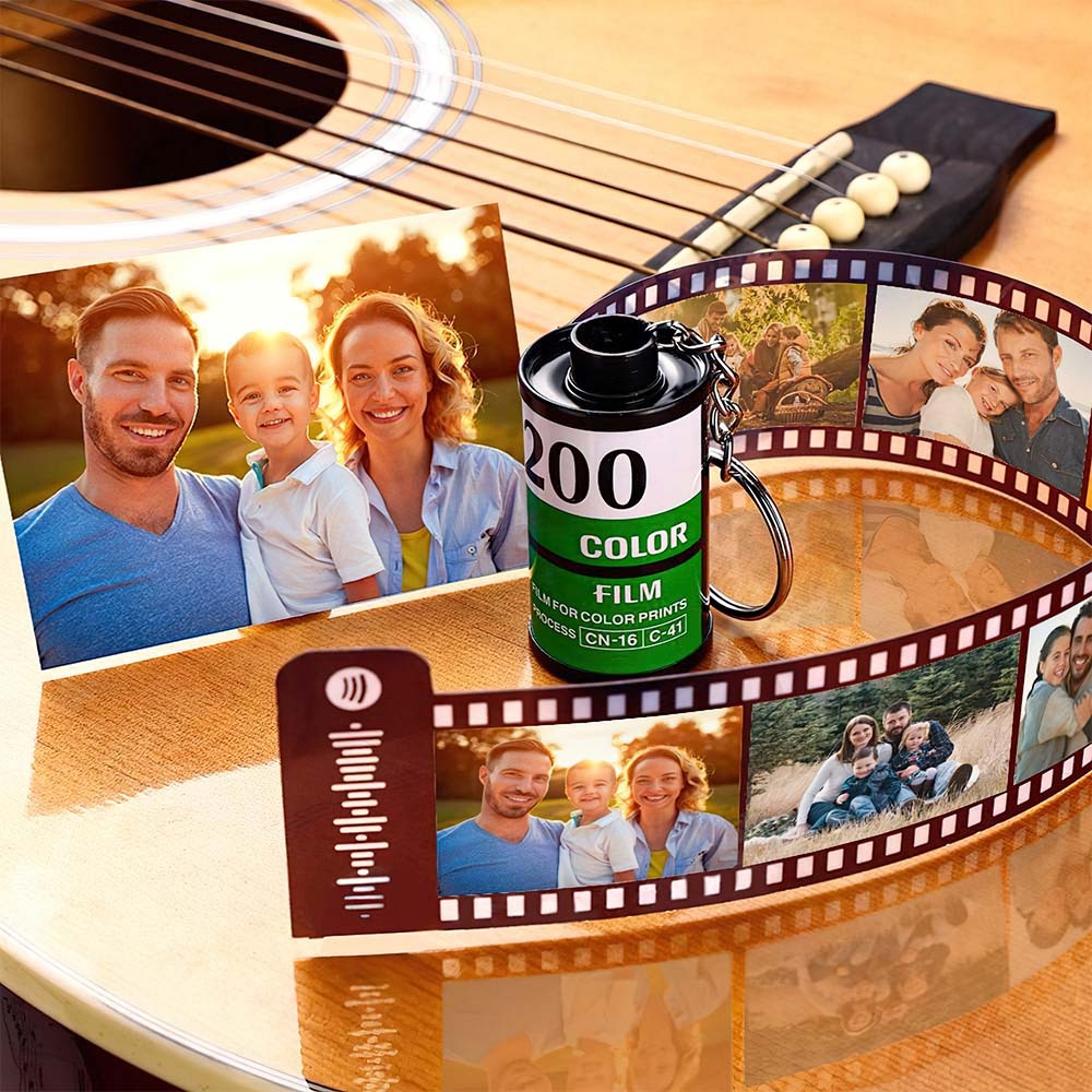 Spotify Code Valentine's Day Gift Scannable Custom Camera Roll Keychain for Love 5-20 Pictures Green Shell
