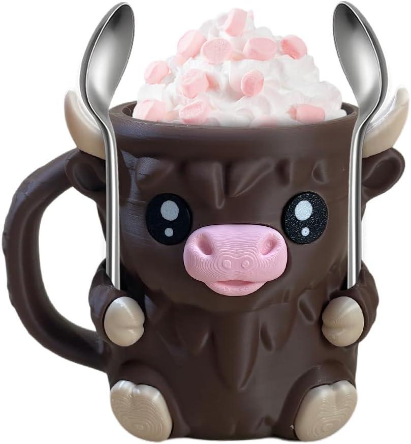 Christmas Gifts Cute Cow Style Ice Cream Pint Holder with Handle and Spoon – Reusable Antifreeze Cooler Sleeve for Ice Cream, Drinks, and Desserts – Funny Cow Gifts for Ice Cream Lovers - MyMoonLampAu