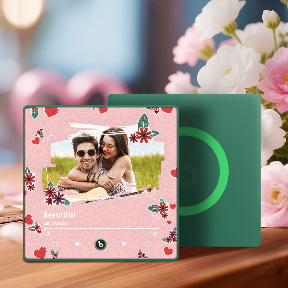 Valentine's Day Custom Photos Heart Glitter Love Music Fridge Magnet Personalized Music Magnet Gift for Her - MyMoonLampAu