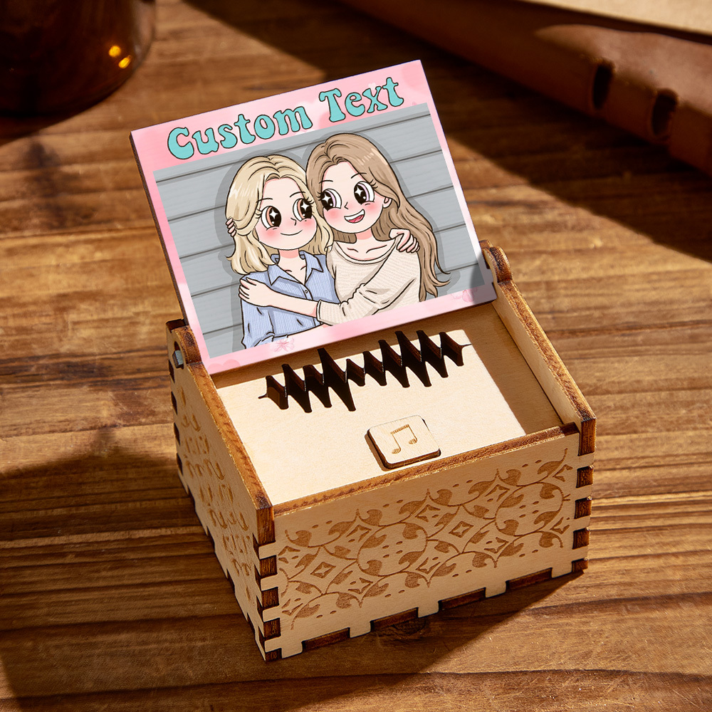 Personalized Digital Music Box Any song Tune or Voice Custom Anime Photo Wooden Photo Music Box with Text Anniversary Gifts - MyMoonLampAu