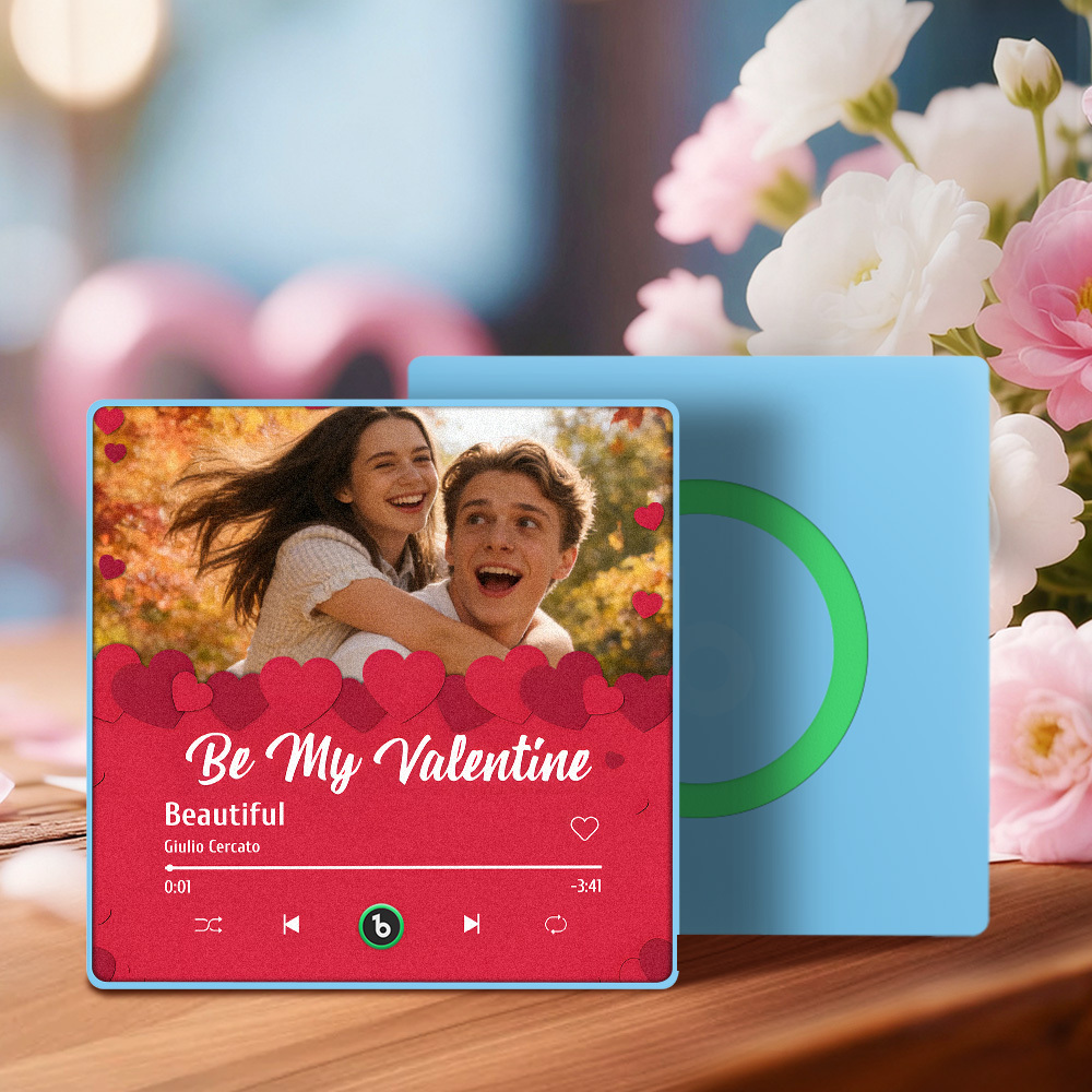 Valentine's Day Custom Photos Heart Glitter Love Music Fridge Magnet Personalized Music Magnet Gift for Her - MyMoonLampAu