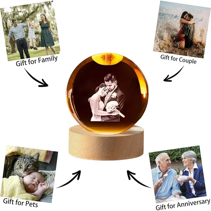 Customized B-Ultrasound Photo 3D Crystal Ball Gift for Couple - MyMoonLampAu