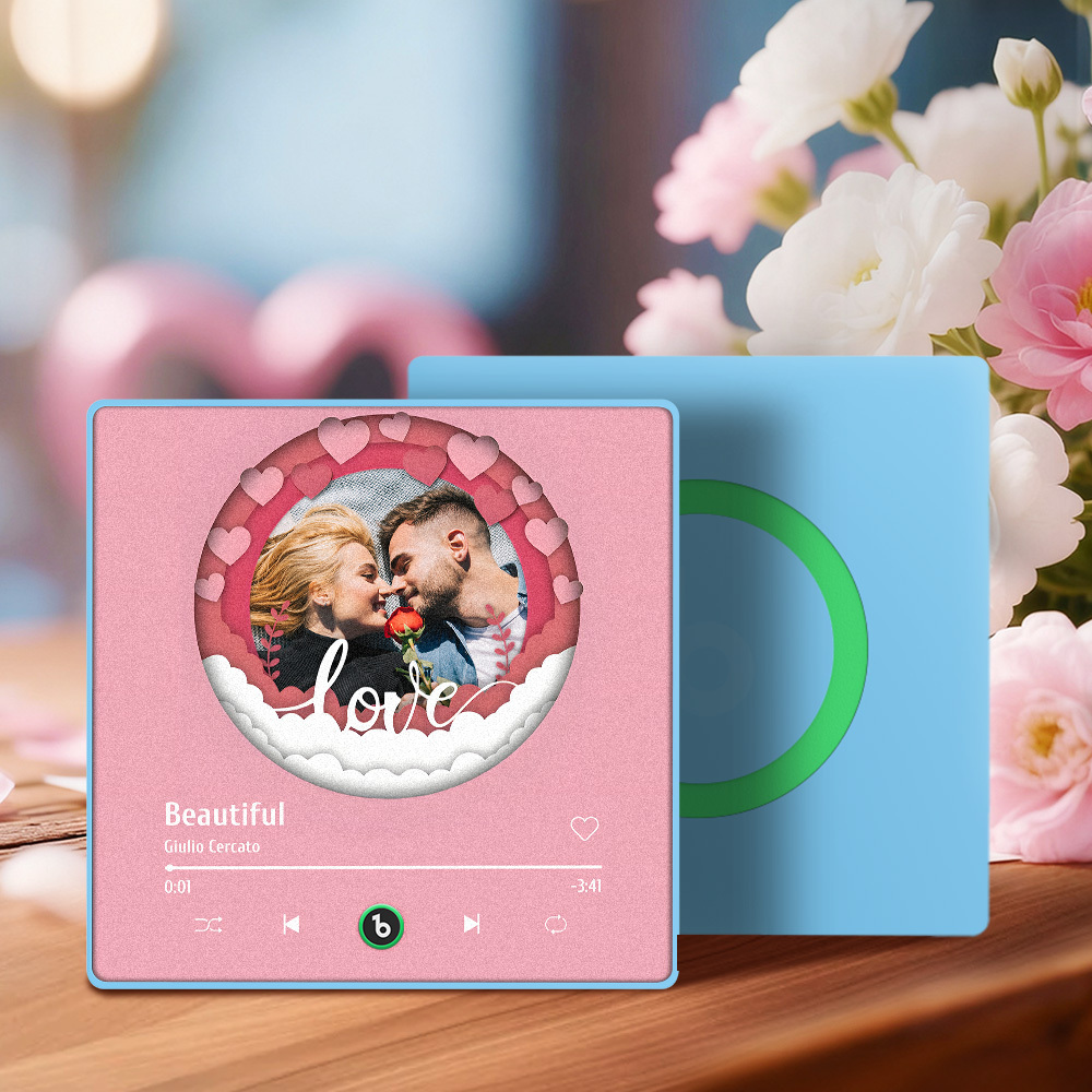 Valentine's Day Custom Photos Heart Glitter Love Music Fridge Magnet Personalized Music Magnet Gift for Her - MyMoonLampAu