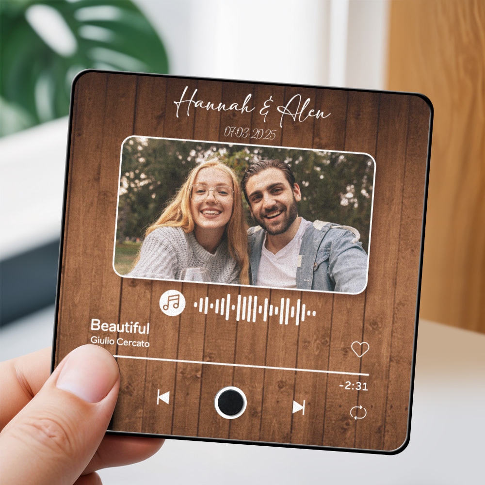 Custom Couple Photo Fridge Magnet Music Can Be Played Without Cell Phone Music Fridge Magnet - MyMoonLampAu