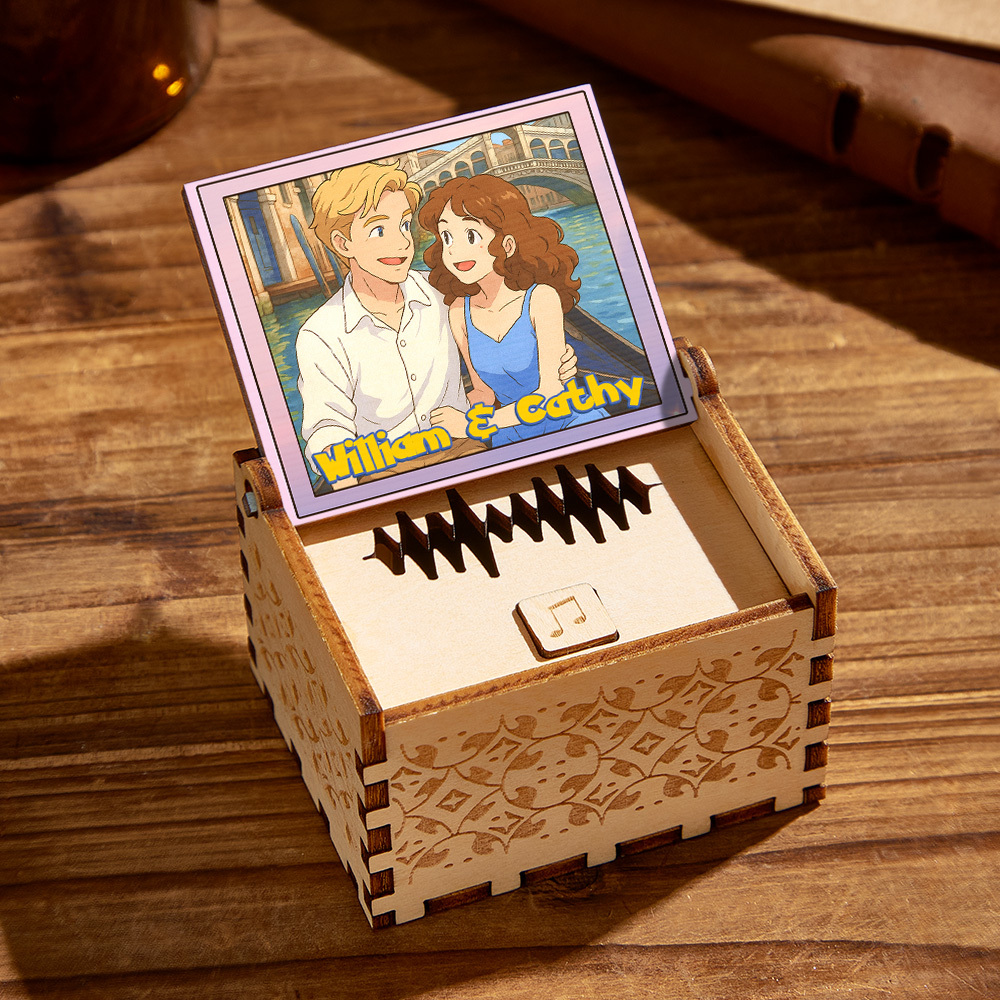 Custom Digital Music Box Any song Tune or Voice Personalized Anime Photo Wooden Photo Music Box with Text Anniversary Gifts - MyMoonLampAu