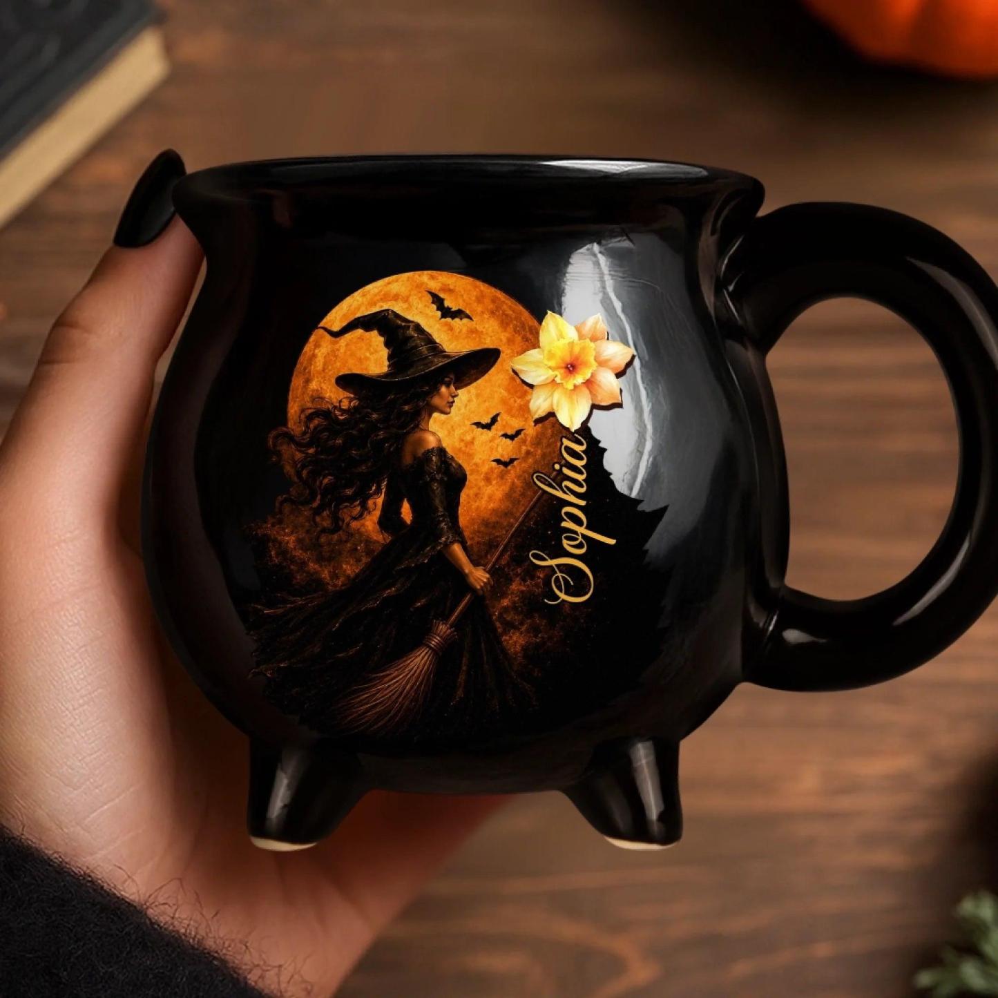 Halloween Cauldron Mug 12oz – Personalized Witch-Themed Coffee Cup for Gifts, Spooky Season Decor & Cozy Evenings - MyMoonLampAu