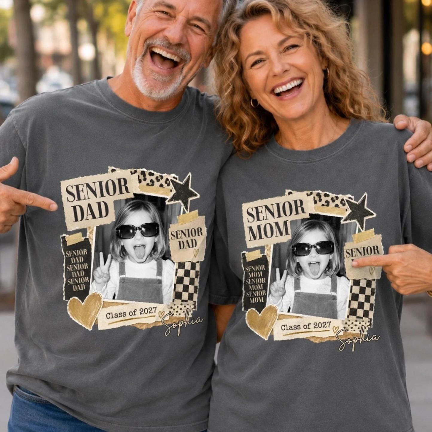 Personalized Senior Mom Graduation T-Shirt Gift for 2027 Class - Custom Photo Tee for Mother's Day or Graduation Party - MyMoonLampAu