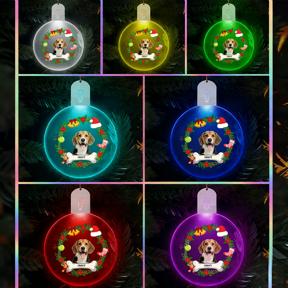 Custom Photo Dog Cat Ornament Christmas Acrylic Luminous Ornaments - MyMoonLampAu
