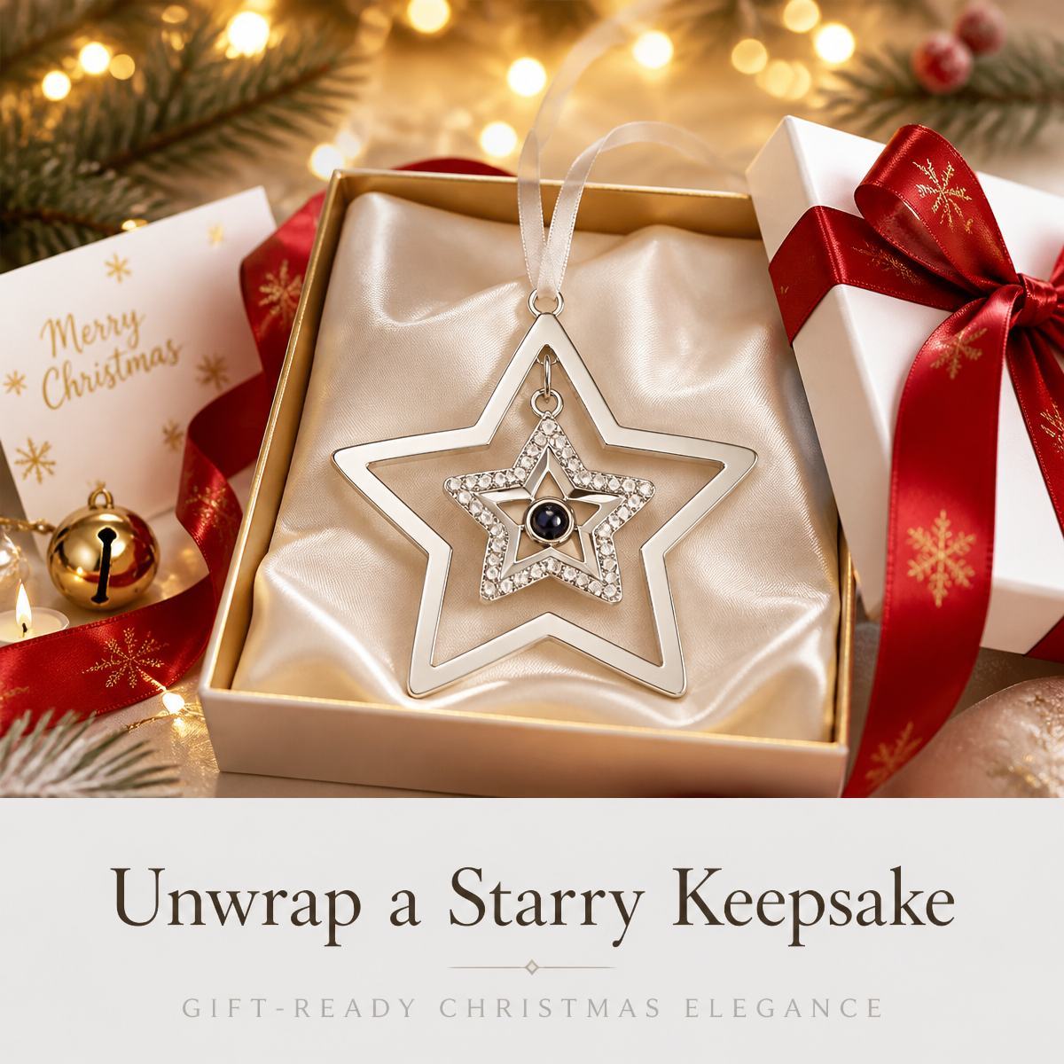 Custom Projection Photo Star Decoration, Christmas Tree Star Ornament, Christmas Photo Ornament, Baby's First Christmas Decoration for Gift Giving - MyMoonLampAu