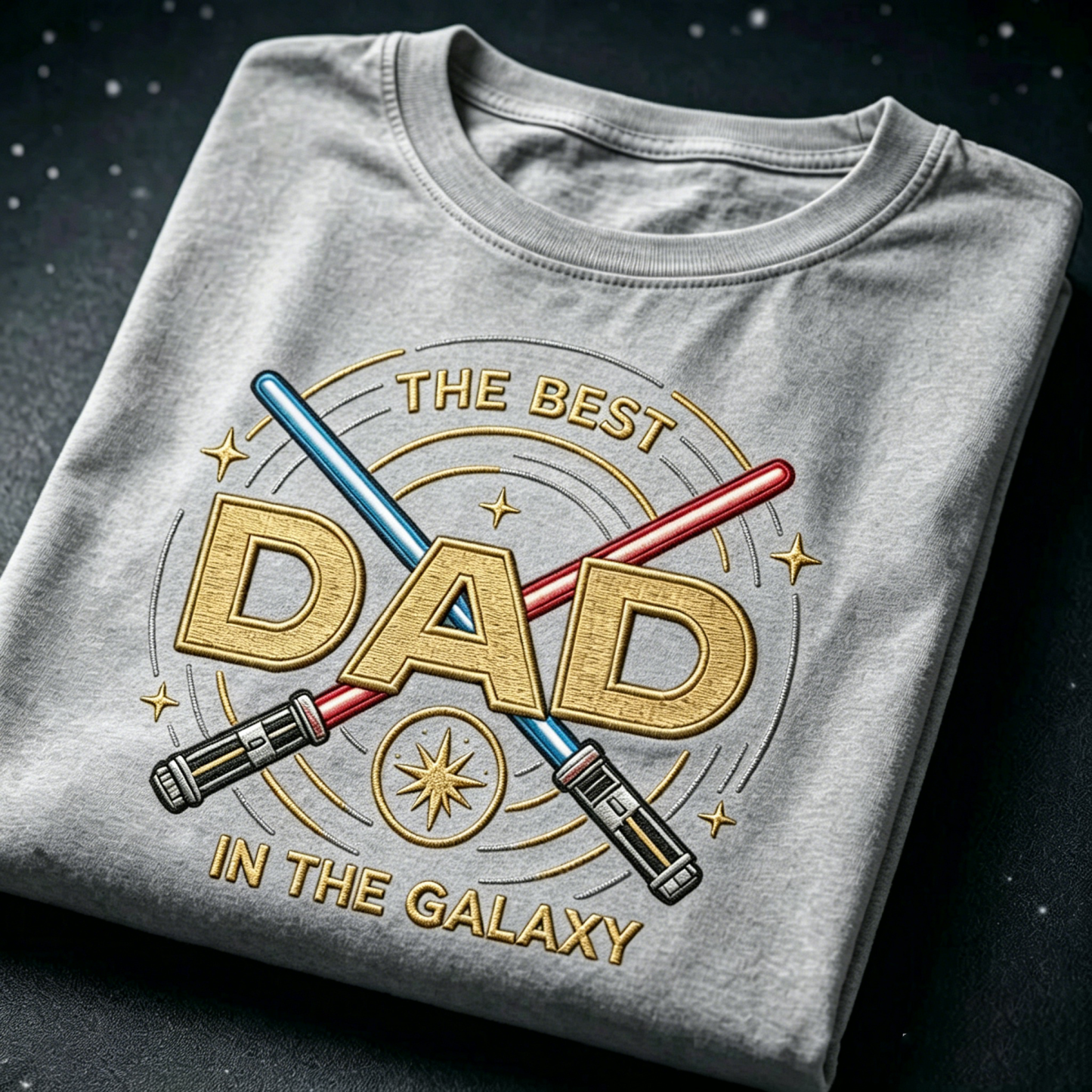 Embroidered Galaxy Dad Washed Tee – Best Dad in the Galaxy Shirt, Father’s Day Gift, Space Magic Crewneck, Galaxy Trip Apparel - MyMoonLampAu