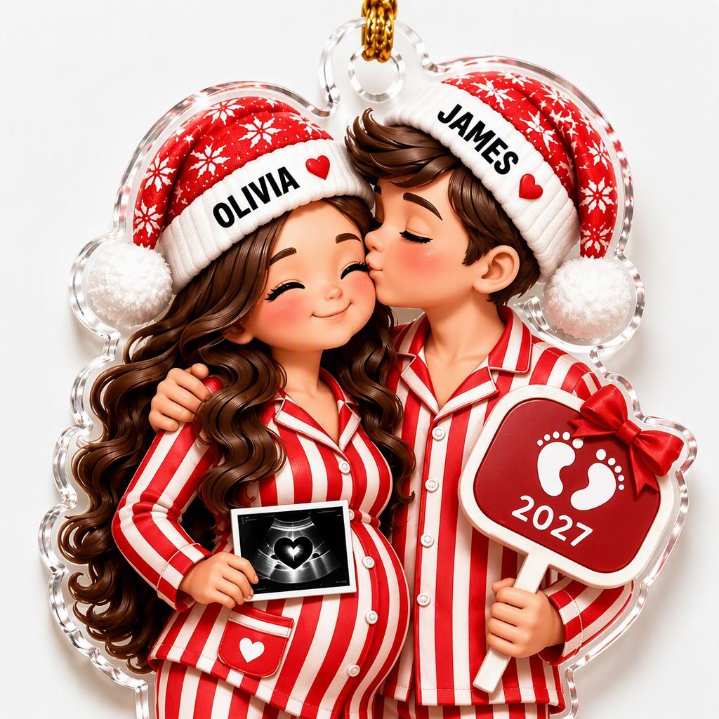Custom Christmas Ornament for Expecting Parents - Personalized Pregnancy Announcement Gift 2027 - MyMoonLampAu