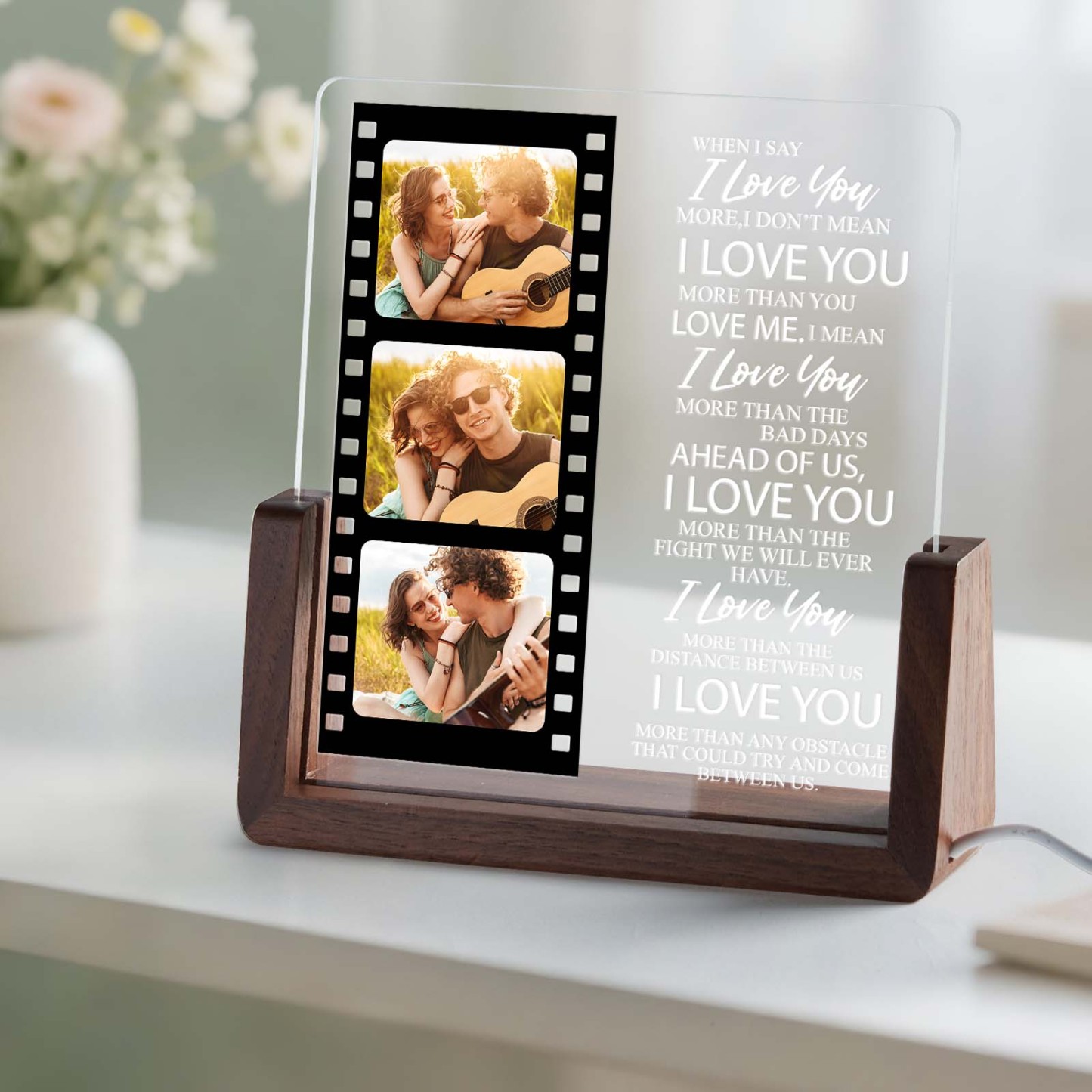 Valentine's Gifts Personalized Photos Style of Van Gogh Cutsom Text Acrylic Led Night Light Gift for Couple - MyMoonLampAu