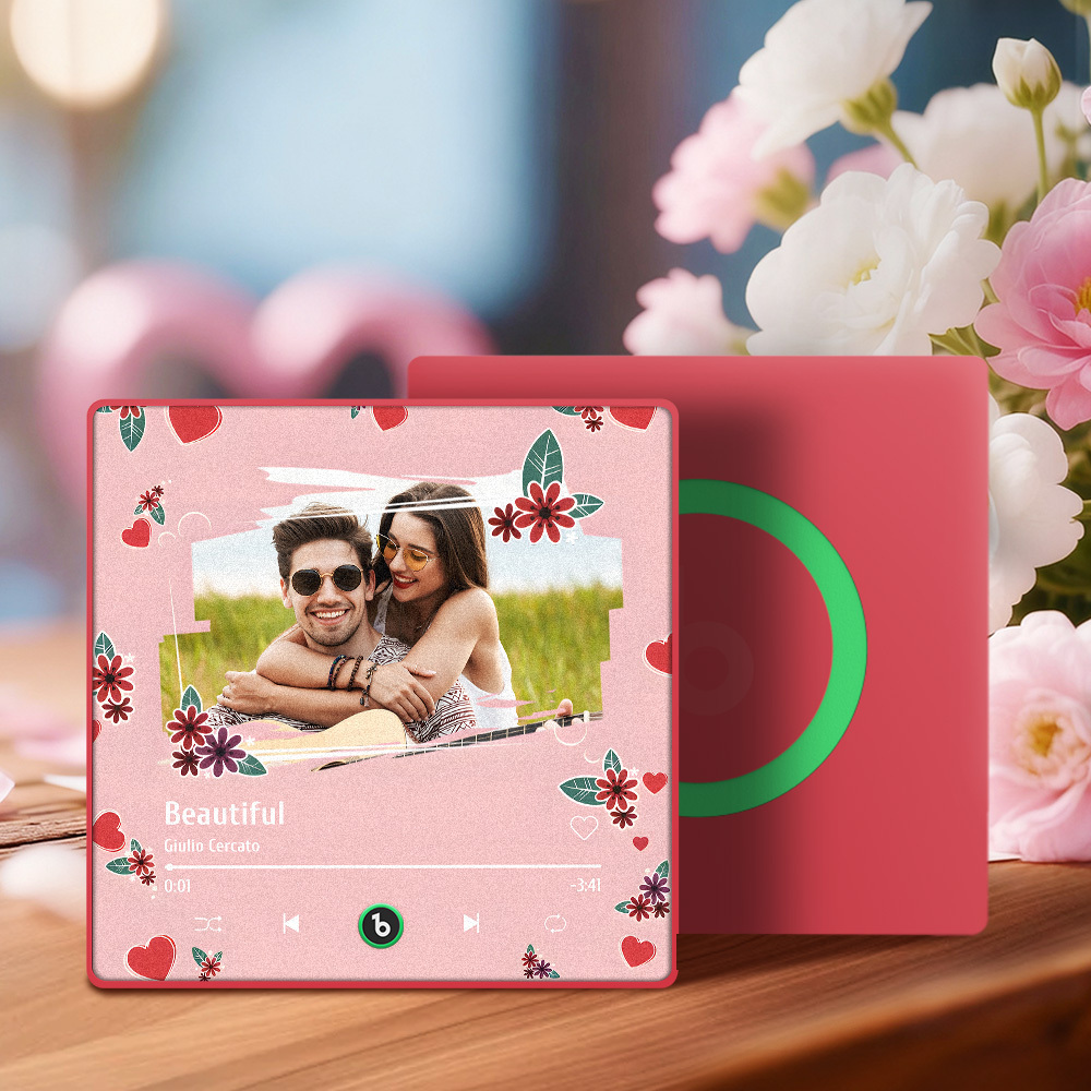 Valentine's Day Custom Photos Heart Glitter Love Music Fridge Magnet Personalized Music Magnet Gift for Her - MyMoonLampAu