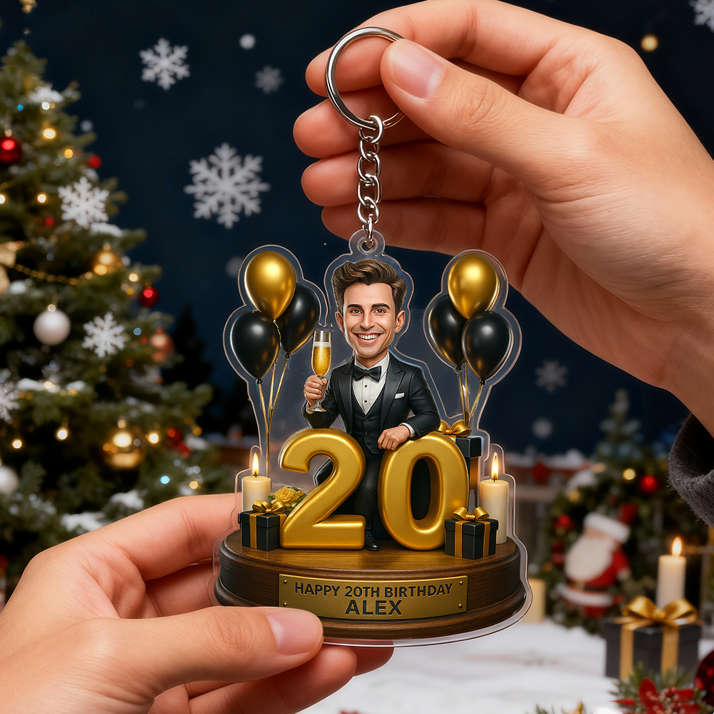 Birthday Gifts Custom Photo Women Caricature Portrait Gift Acrylic Keychain 3D Look 2D Print - MyMoonLampAu