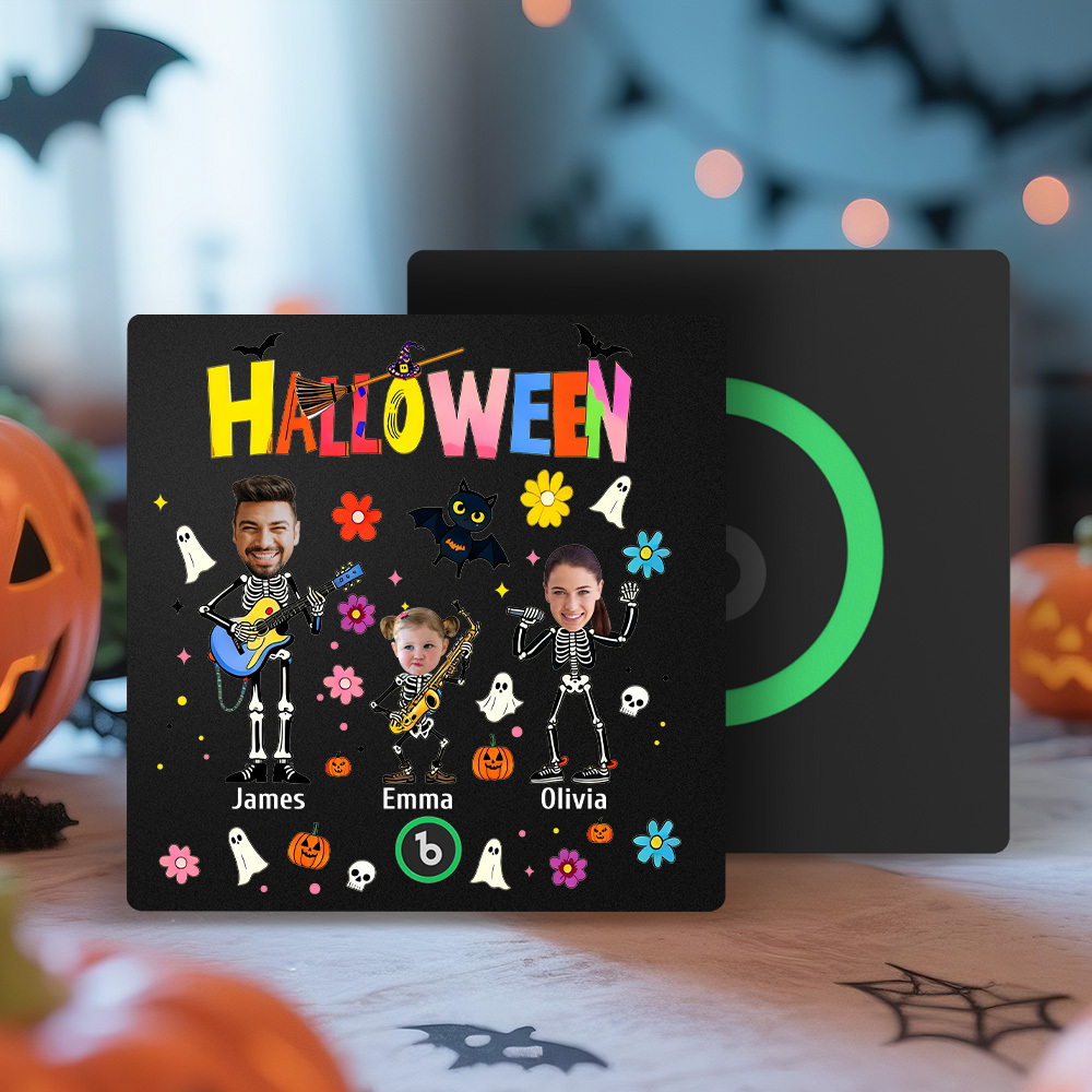Halloween Fridge Magnet Custom Photos and Names Music Fridge Magnet Personalized Your Own Face Name Fridge Magnet Family Gift - MyMoonLampAu