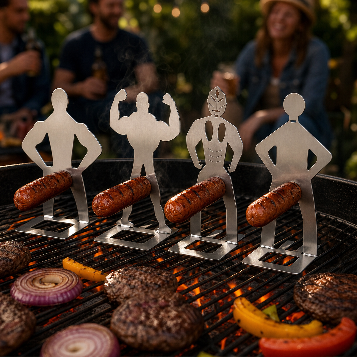 Stainless Steel BBQ Sausage Holder - Funny Grilling Gadget Gift - MyMoonLampAu