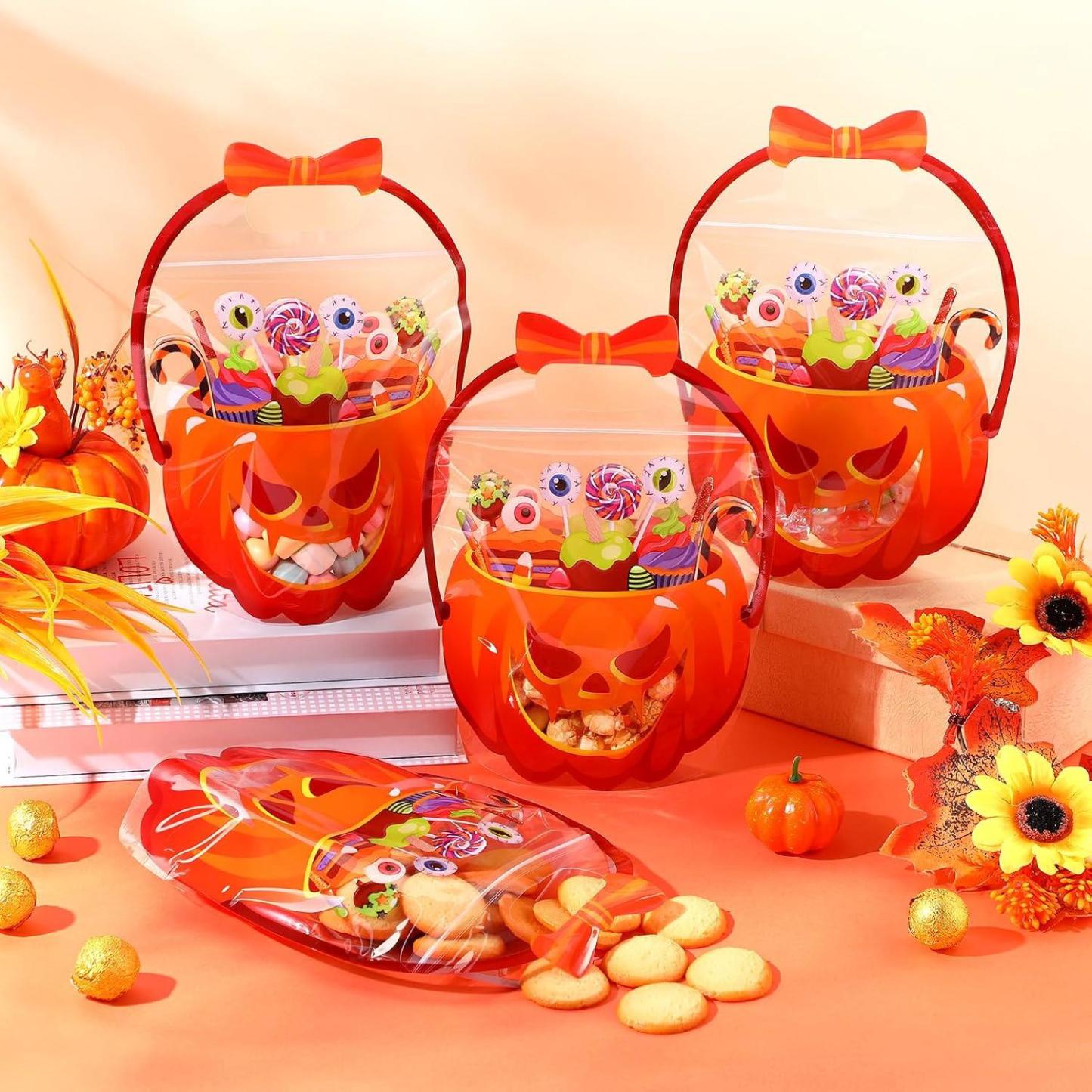 Halloween Pumpkin Treat Bags with Handle Spooky Candy Holders for Trick or Treating, Party Favors & Gift Giving - MyMoonLampAu