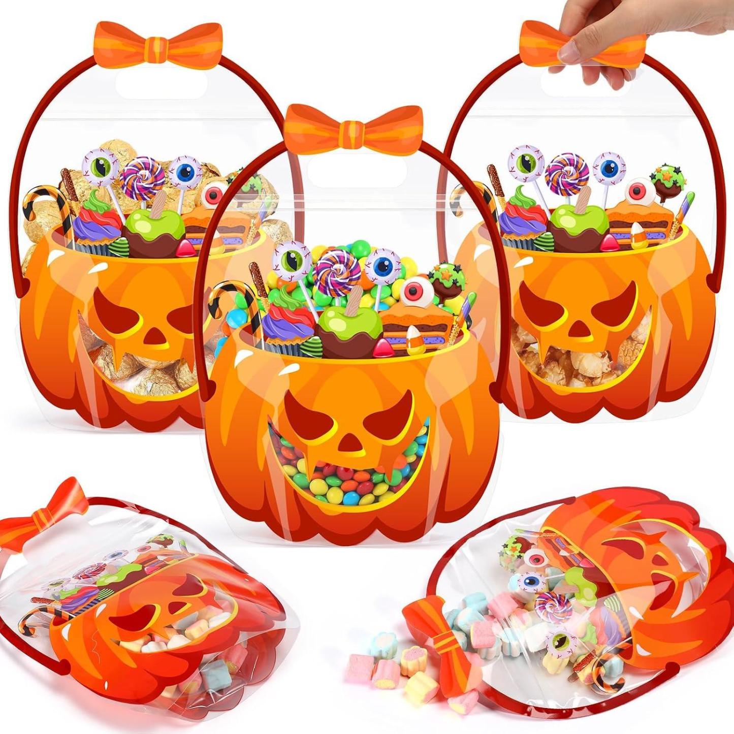 Halloween Pumpkin Treat Bags with Handle Spooky Candy Holders for Trick or Treating, Party Favors & Gift Giving - MyMoonLampAu
