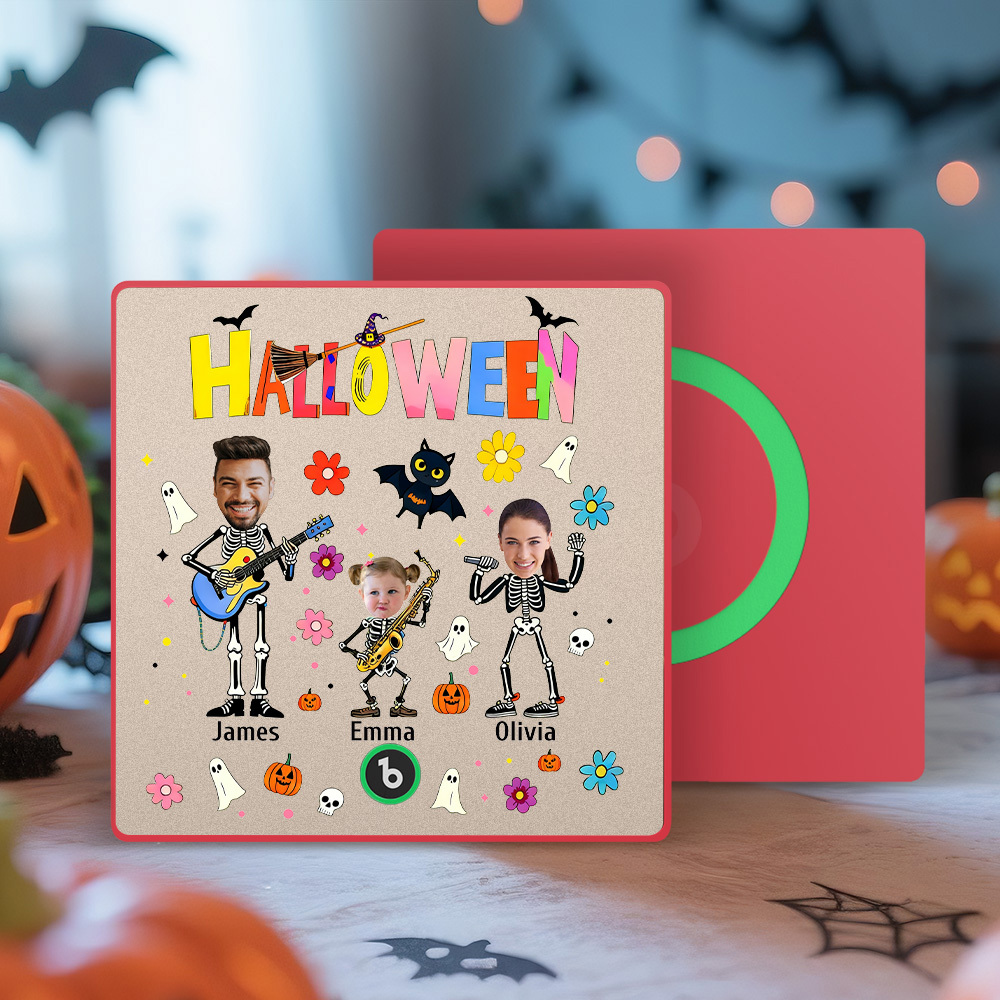 Halloween Fridge Magnet Custom Photos and Names Music Fridge Magnet Personalized Your Own Face Name Fridge Magnet Family Gift - MyMoonLampAu