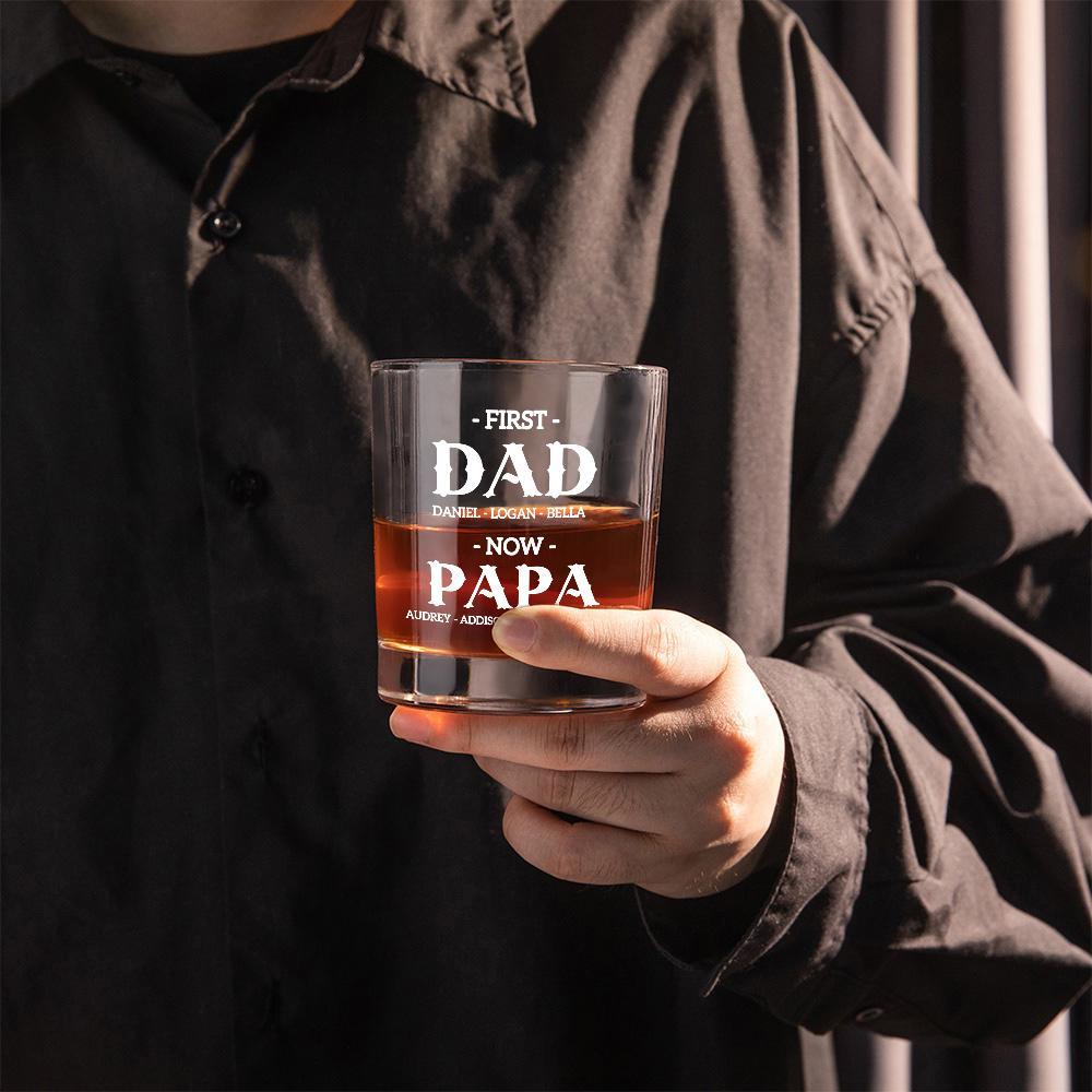 Personalized First Dad Now Grandpa 10oz Whiskey Glass with Names Father's Day Birthday Gift for Him