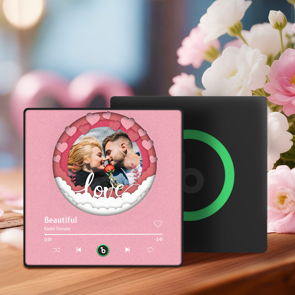 Valentine's Day Custom Photos Heart Glitter Love Music Fridge Magnet Personalized Music Magnet Gift for Her - MyMoonLampAu