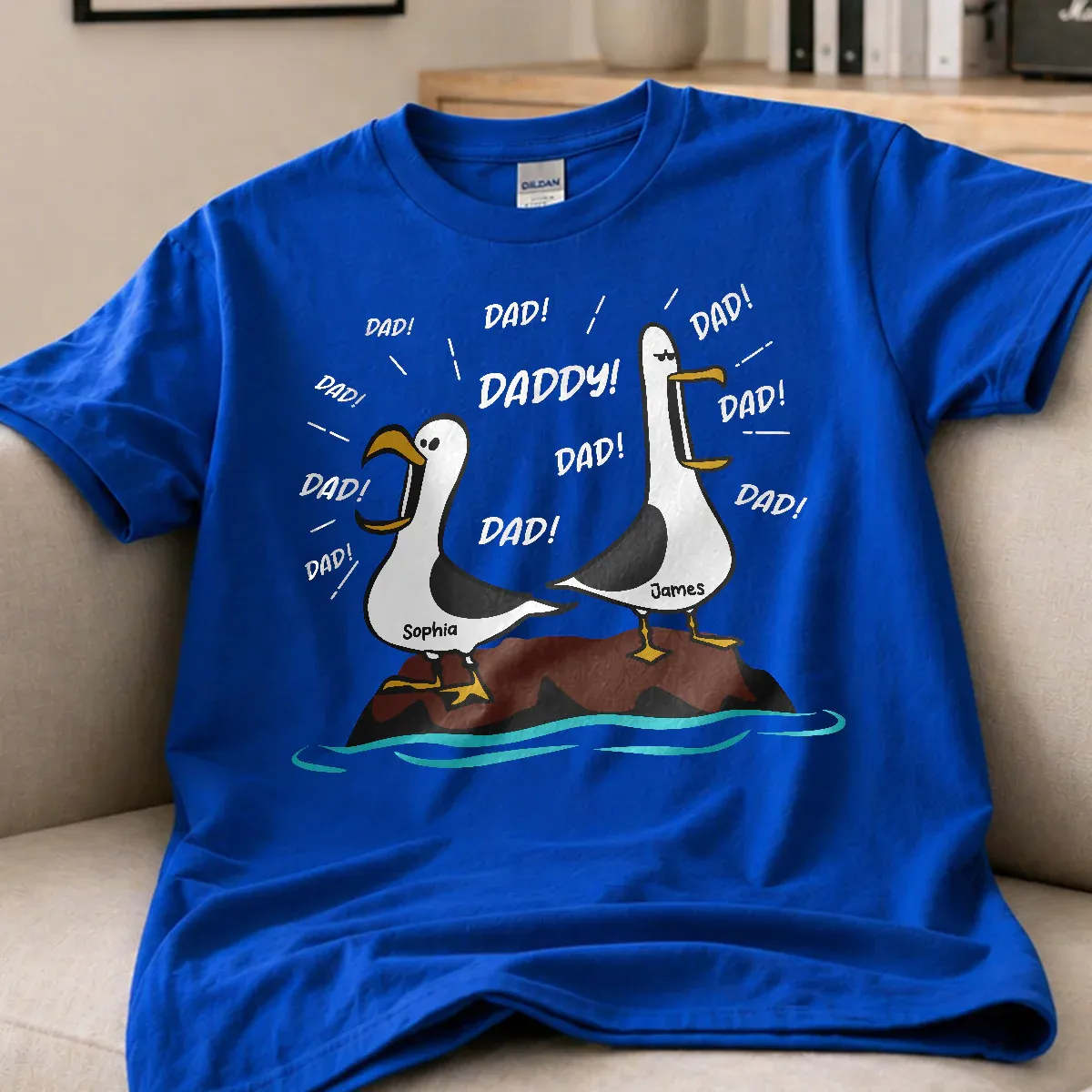 Seagull Dad! Dad! Dad! Custom Kid Name - Personalized Shirt - Funny Father's Day Gift For Dad, Husband - MyMoonLampAu