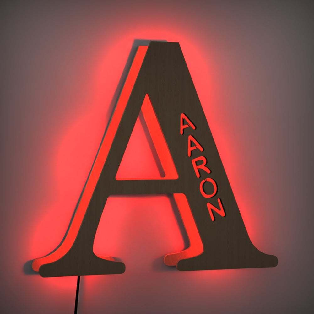 Custom Up Letter H Name Sign Alphabet Wall Wooden Name Light Night Light