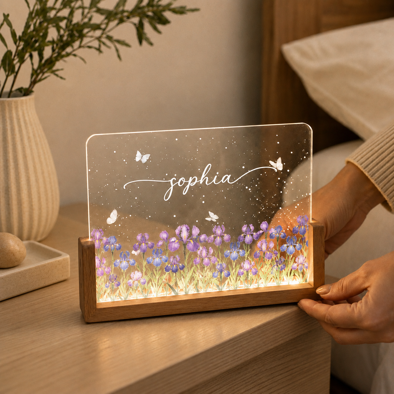 Birth Month Flower Watercolor Blooming In Love - Personalized Acrylic LED Night Light - Special Gift For Friends, Lovers, Family Members - MyMoonLampAu