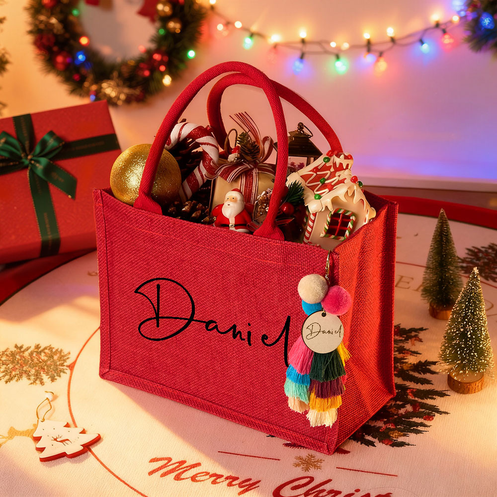 Custom Gift Bag & Charm – Personalized Holiday Gift Bags with Name, Christmas Eve Party Bags, Xmas Gift Sacks for Family & Friends - MyMoonLampAu