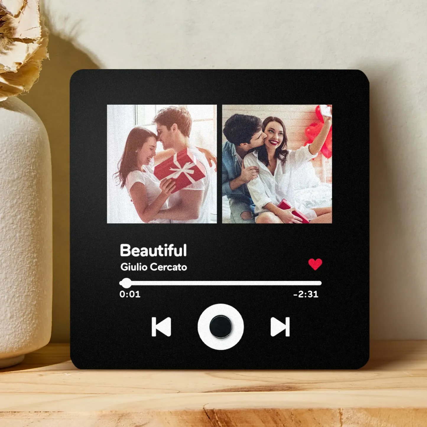 Custom Double Photo Fridge Magnet Personalised Photo Fridge Magnet Can Play Songs 3.0 Version with Frame Gifts - MyMoonLampAu