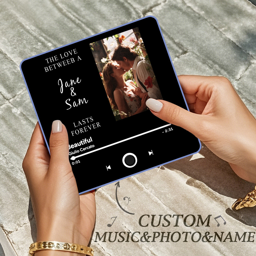 Engraving Text Music Fridge Magnet Personalized Photo Fridge Magnet Can Play Songs Gifts for Her 3.0 Version with Frame - MyMoonLampAu
