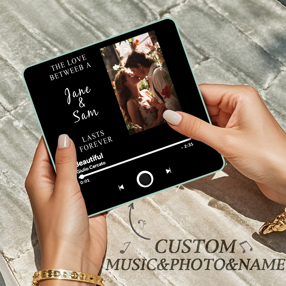 Engraving Text Music Fridge Magnet Personalized Photo Fridge Magnet Can Play Songs Gifts for Her 3.0 Version with Frame - MyMoonLampAu