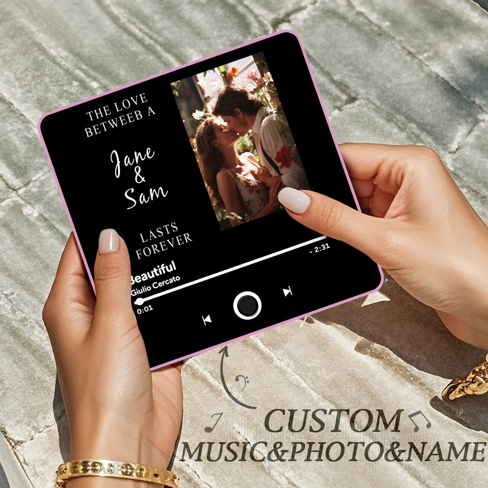 Engraving Text Music Fridge Magnet Personalized Photo Fridge Magnet Can Play Songs Gifts for Her 3.0 Version with Frame - MyMoonLampAu