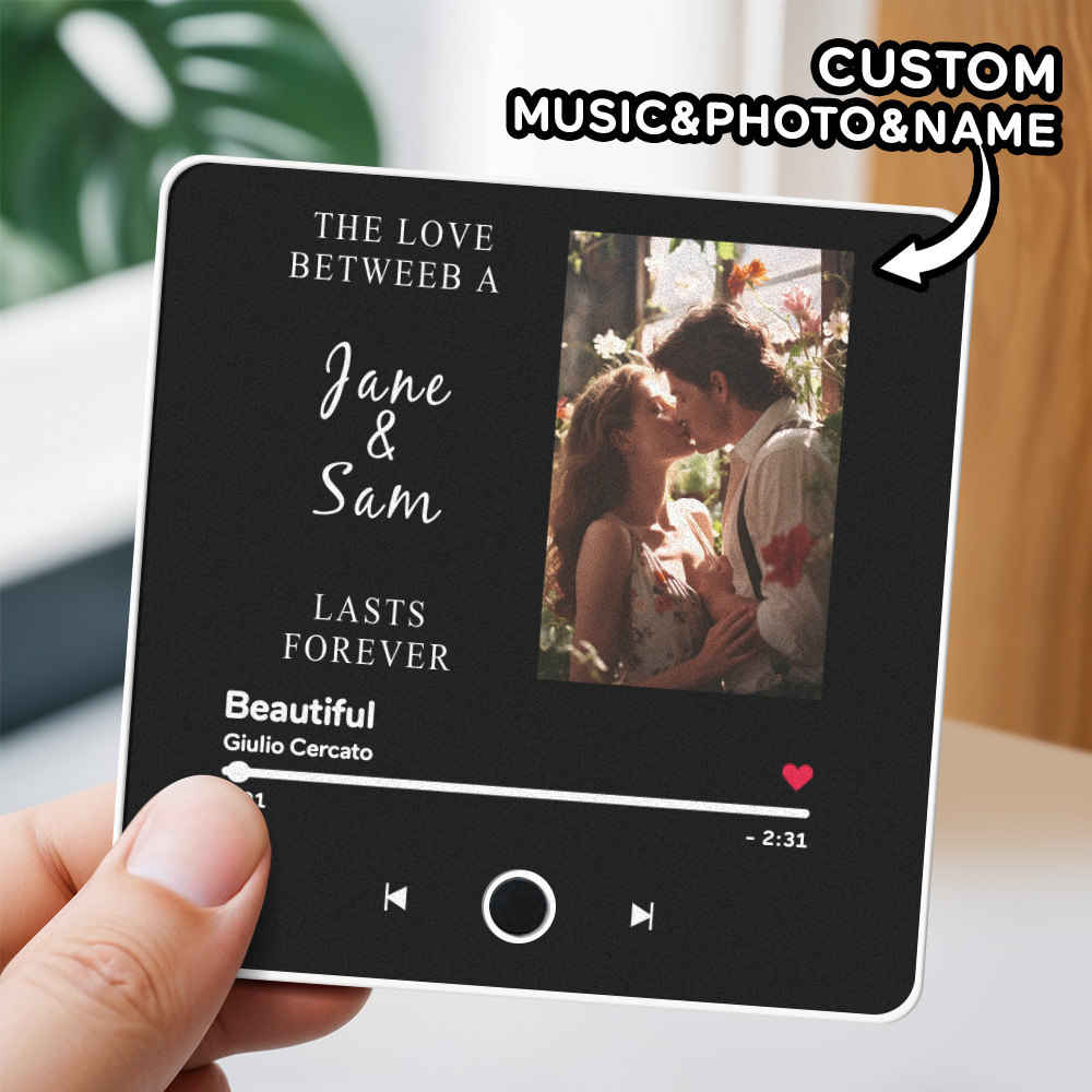 Engraving Text Music Fridge Magnet Personalized Photo Fridge Magnet Can Play Songs Gifts for Her 3.0 Version with Frame - MyMoonLampAu