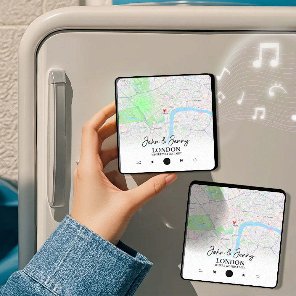 Customized Album Fridge Magnet Custom Where it all Began City Map Music Magnets Can Play Songs Anniversary Gifts - MyMoonLampAu