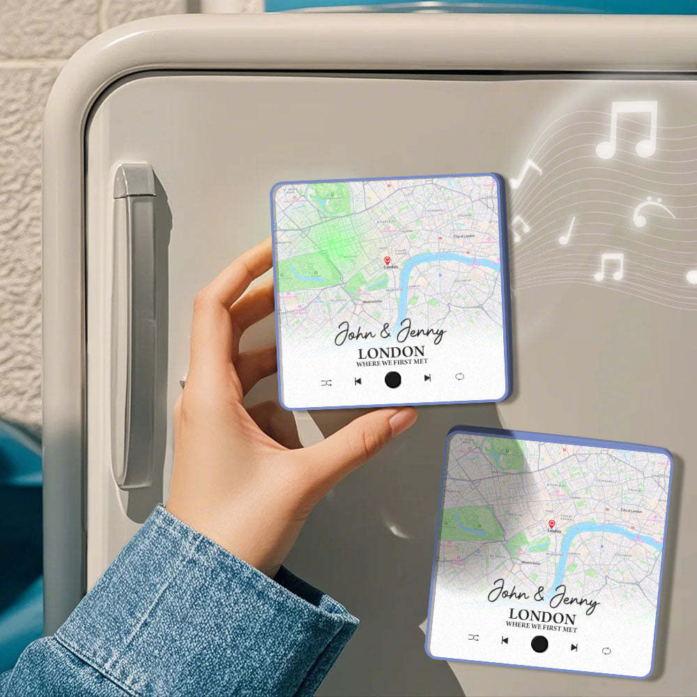 Customized Album Fridge Magnet Custom Where it all Began City Map Music Magnets Can Play Songs Anniversary Gifts - MyMoonLampAu