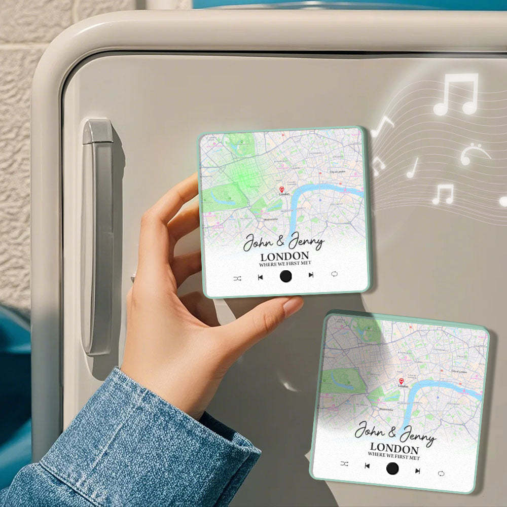 Customized Album Fridge Magnet Custom Where it all Began City Map Music Magnets Can Play Songs Anniversary Gifts - MyMoonLampAu