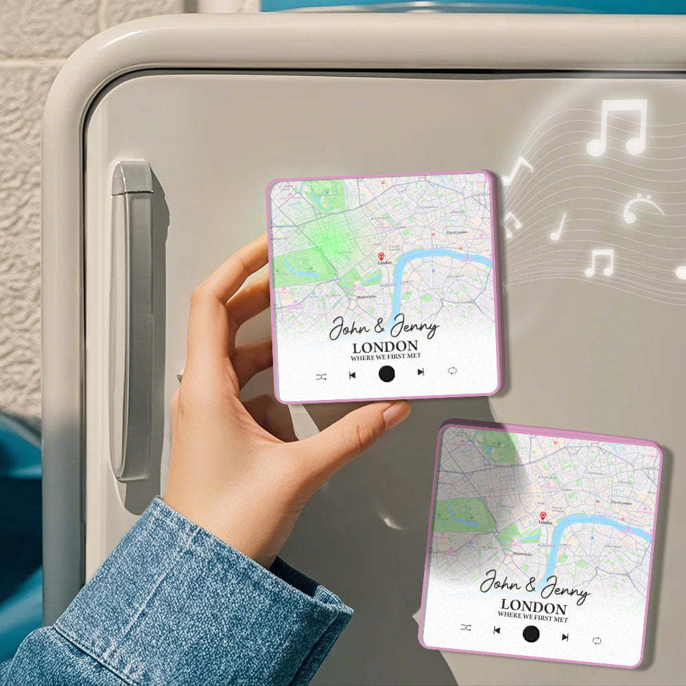 Customized Album Fridge Magnet Custom Where it all Began City Map Music Magnets Can Play Songs Anniversary Gifts - MyMoonLampAu