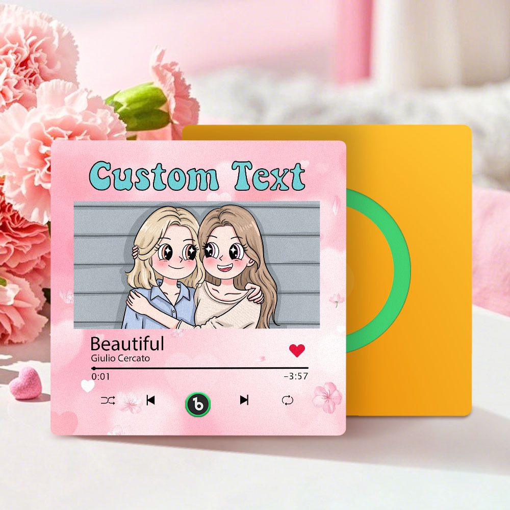Custom Mother's Day Music Fridge Magnet Cartoon Face Personalized Photo Frame Gift for Mom - MyMoonLampAu