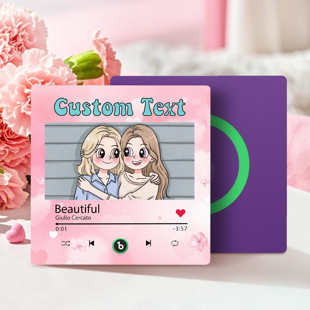 Custom Mother's Day Music Fridge Magnet Cartoon Face Personalized Photo Frame Gift for Mom - MyMoonLampAu