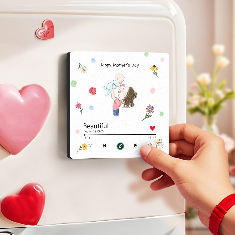 Custom Mother's Day Music Fridge Magnet Personalized Frame Gift for Mom - MyMoonLampAu