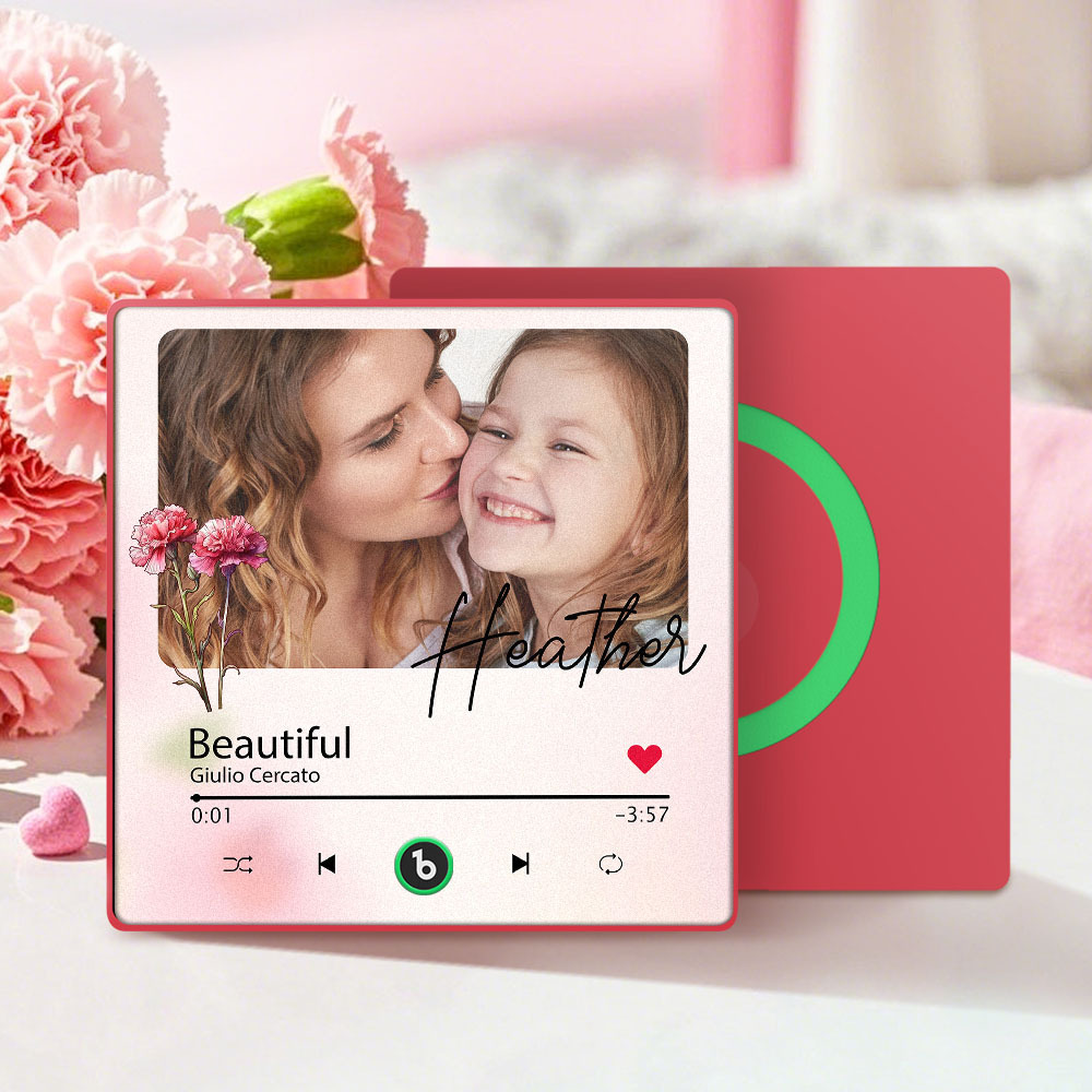 Custom Mother's Day Music Fridge Magnet Flower Face & Text  Personalized Photo Frame Gift for Mom - MyMoonLampAu