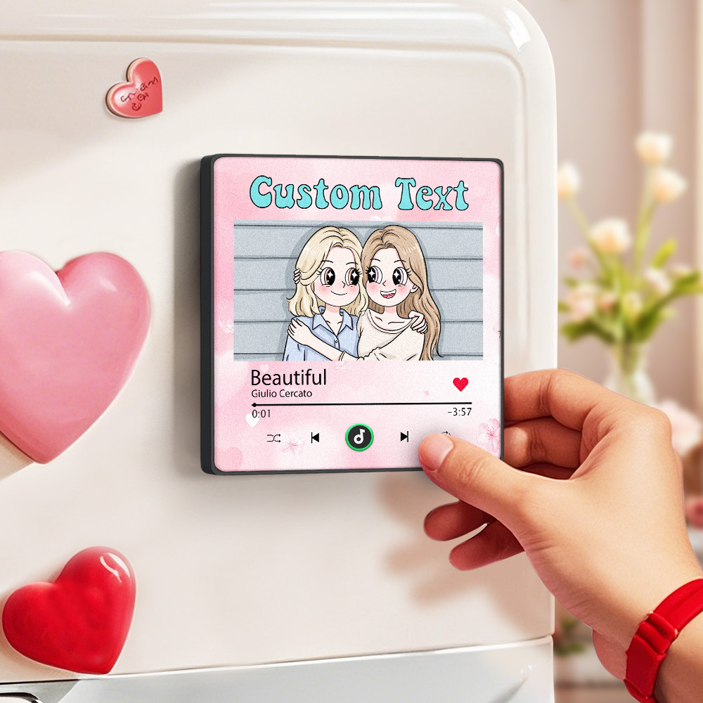 Custom Mother's Day Music Fridge Magnet Cartoon Face Personalized Photo Frame Gift for Mom - MyMoonLampAu