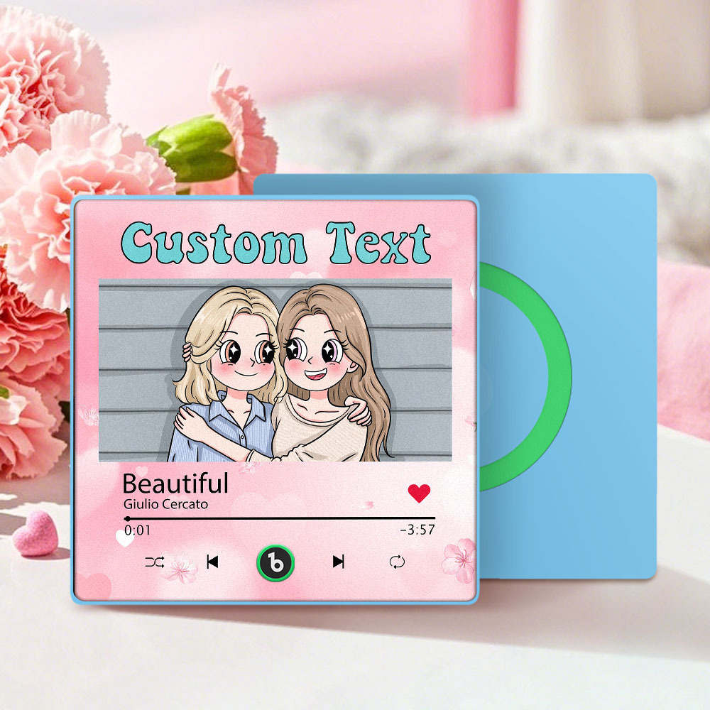 Custom Mother's Day Music Fridge Magnet Cartoon Face Personalized Photo Frame Gift for Mom - MyMoonLampAu
