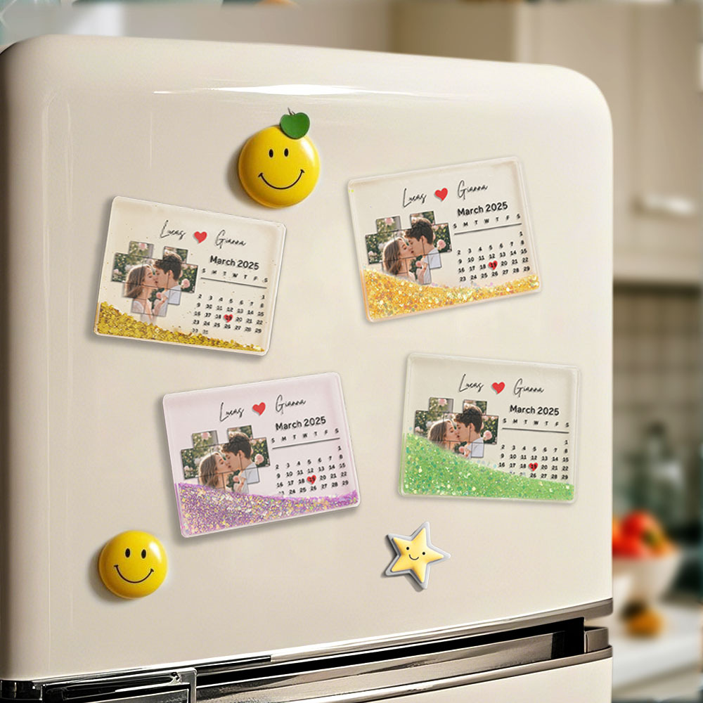 Custom Photo Acrylic Fridge Magnets Personalized Dates Refrigerator Fridge - MyMoonLampAu