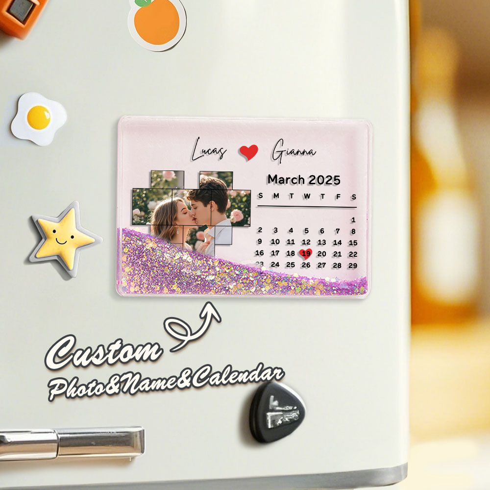Custom Photo Acrylic Fridge Magnets Personalized Dates Refrigerator Fridge - MyMoonLampAu