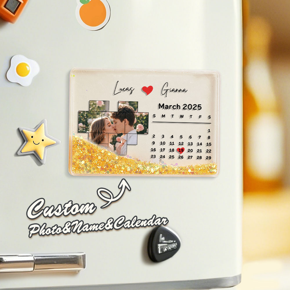 Custom Photo Acrylic Fridge Magnets Personalized Dates Refrigerator Fridge - MyMoonLampAu