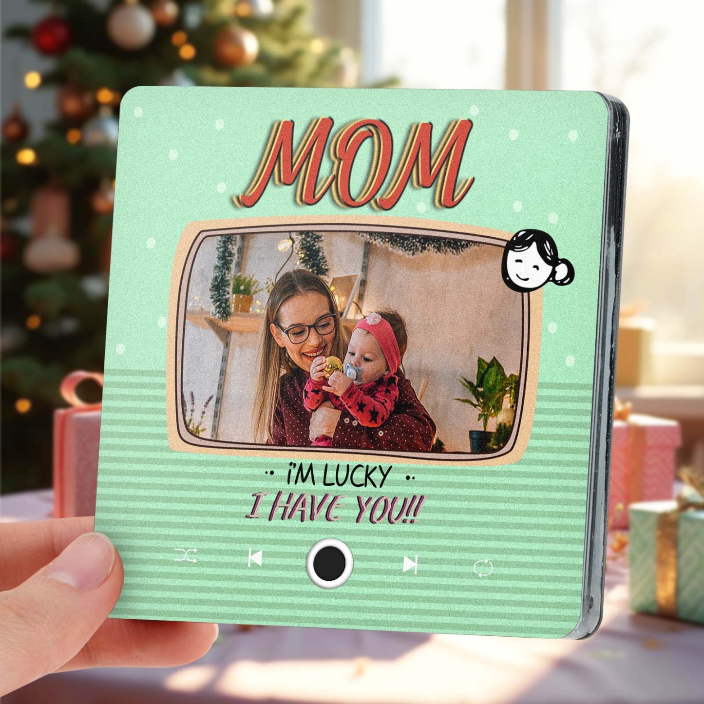 Personalized Music Fridge Magnet Christmas Gift for Mom Custom Music Magnets Can Play Songs Family Gifts - MyMoonLampAu