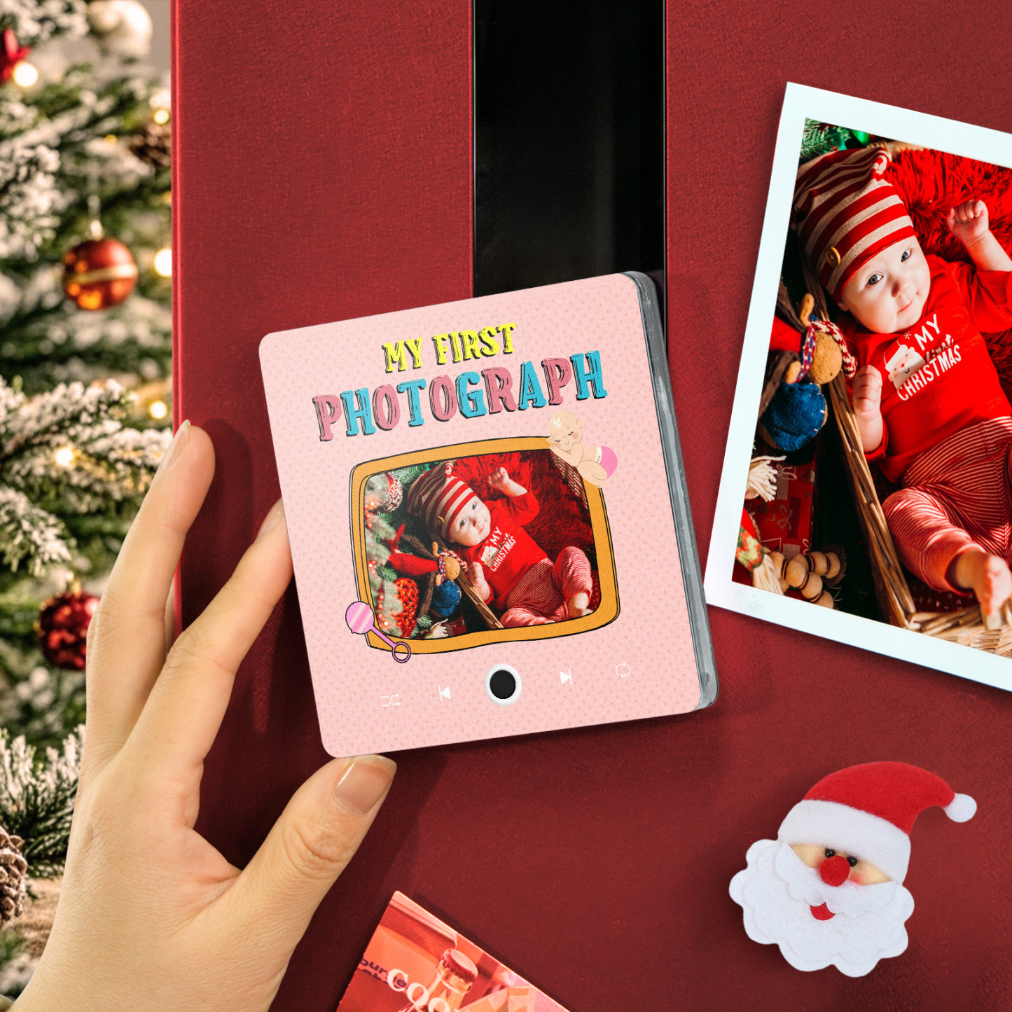 Personalized Music Fridge Magnet Baby's First Photograph Christmas Gifts for Family Custom Music Magnets Can Play Songs - MyMoonLampAu
